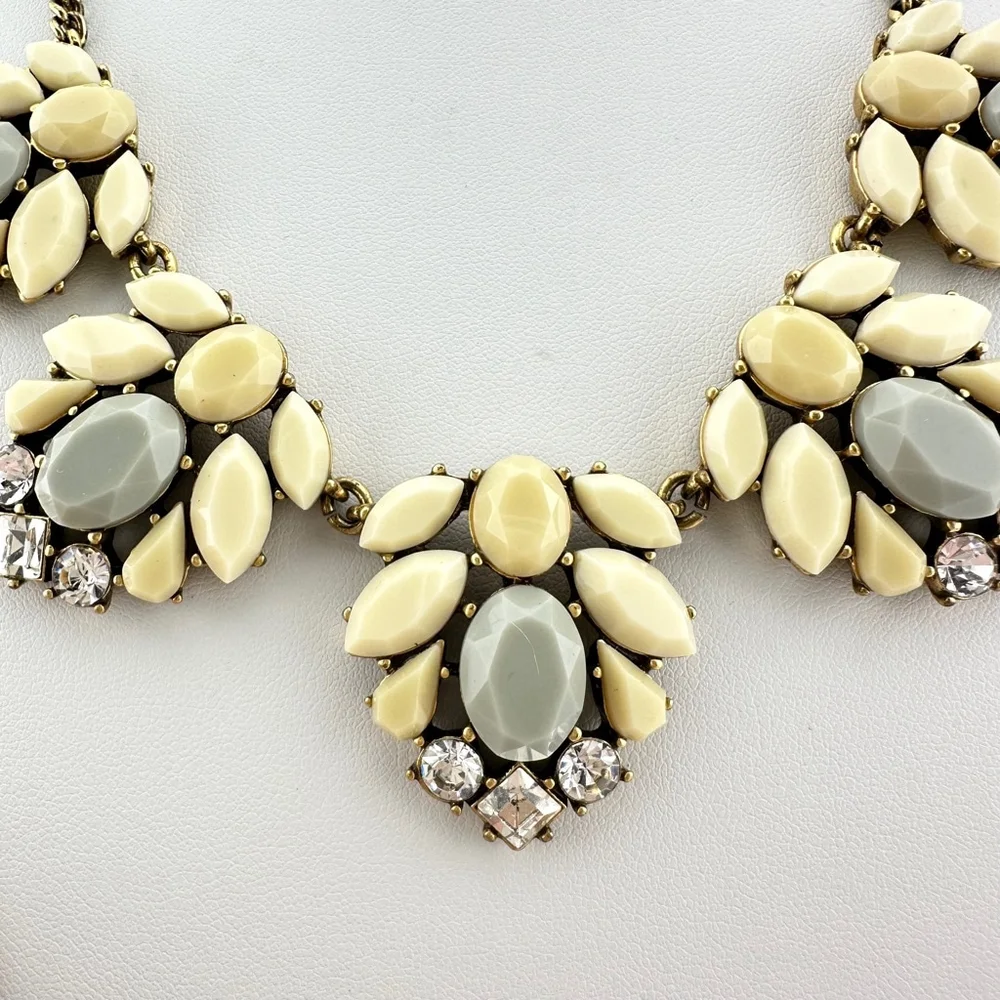 Vintage J. Crew Necklace Cream and Grey Statement